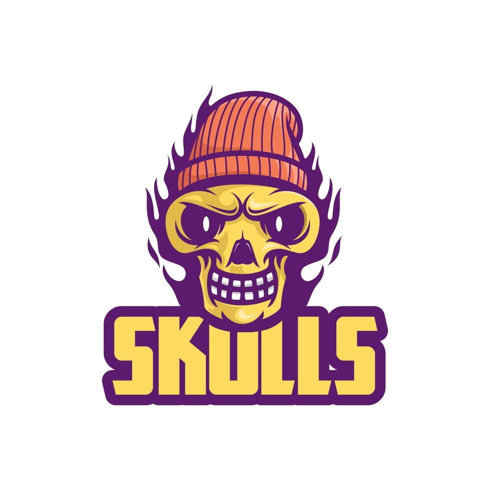 logo mascot skull flames vector