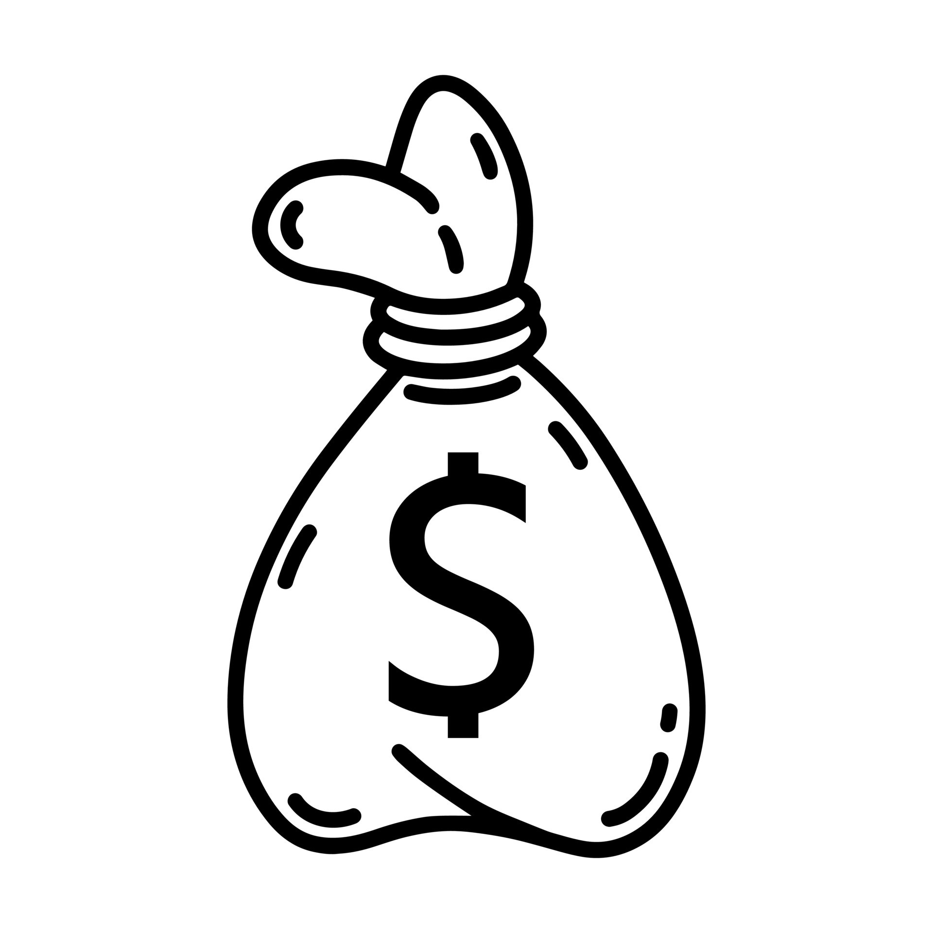 Money bag vector icon. Sack with American dollar sign. Fabric container