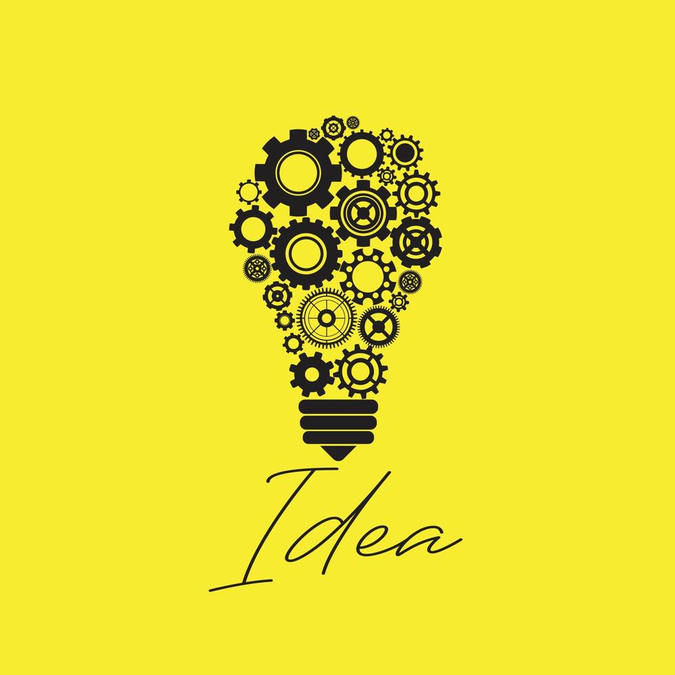 light bulb idea vector illustration, yellow colour background.