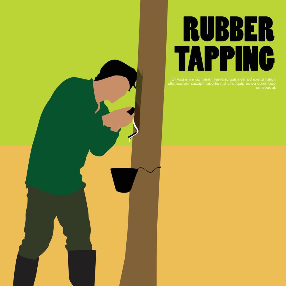 Rubber tapping vector illustration, pastel colour.