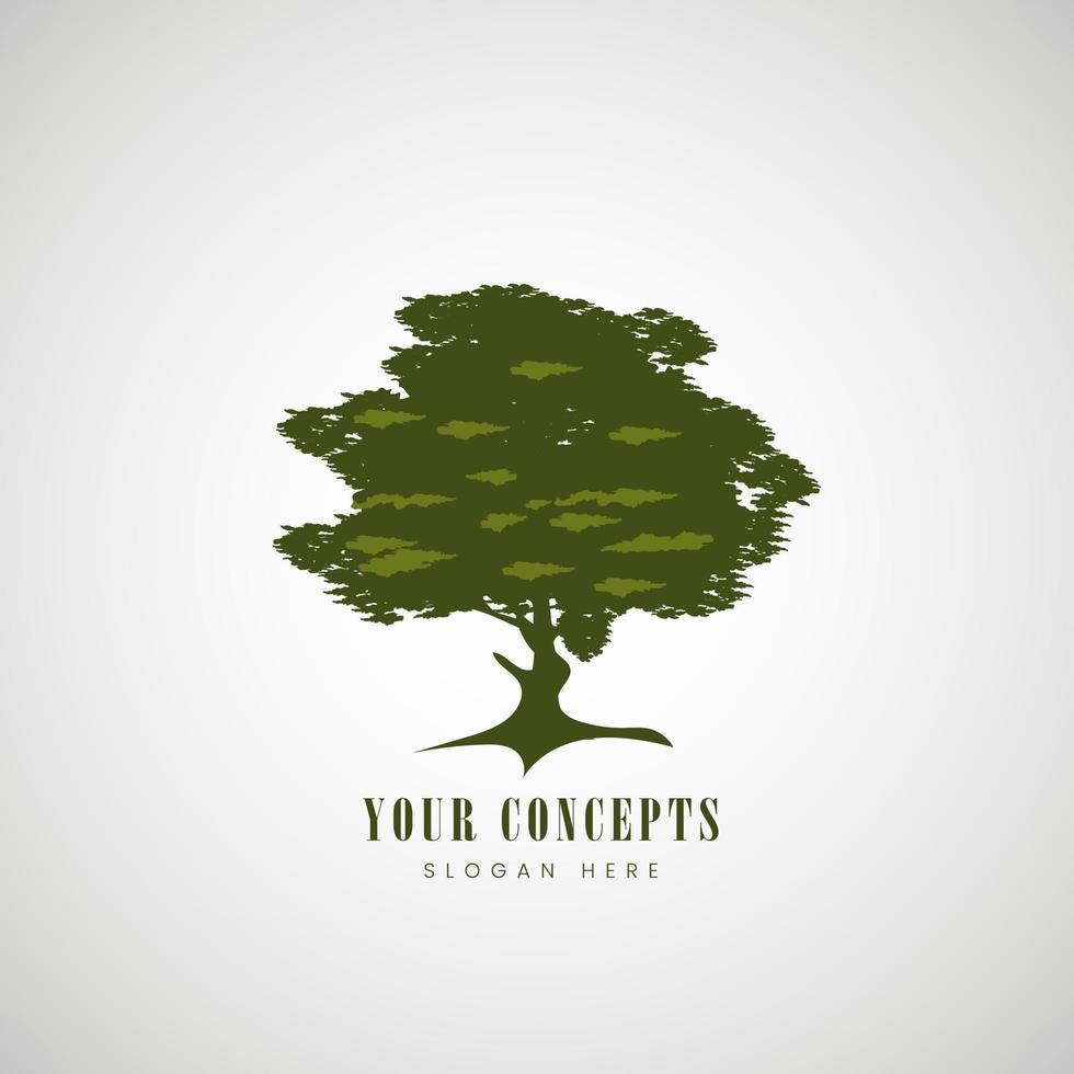 A silhouettes sketch of green Tree design on white background vector