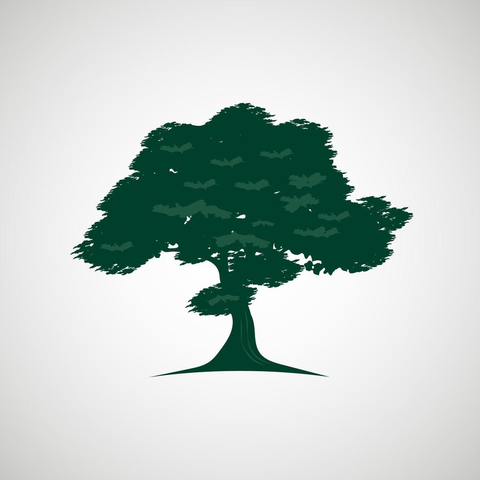 A natural Tree silhouettes sketch on white background and Forest summer tree template vector