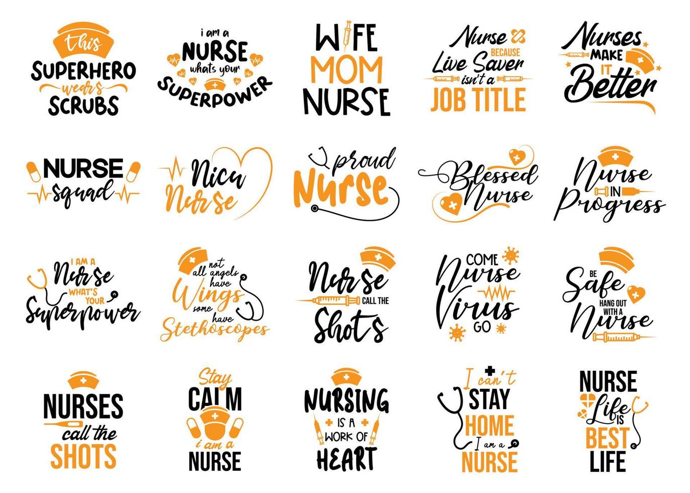 nurse quotes lettering vector bundle