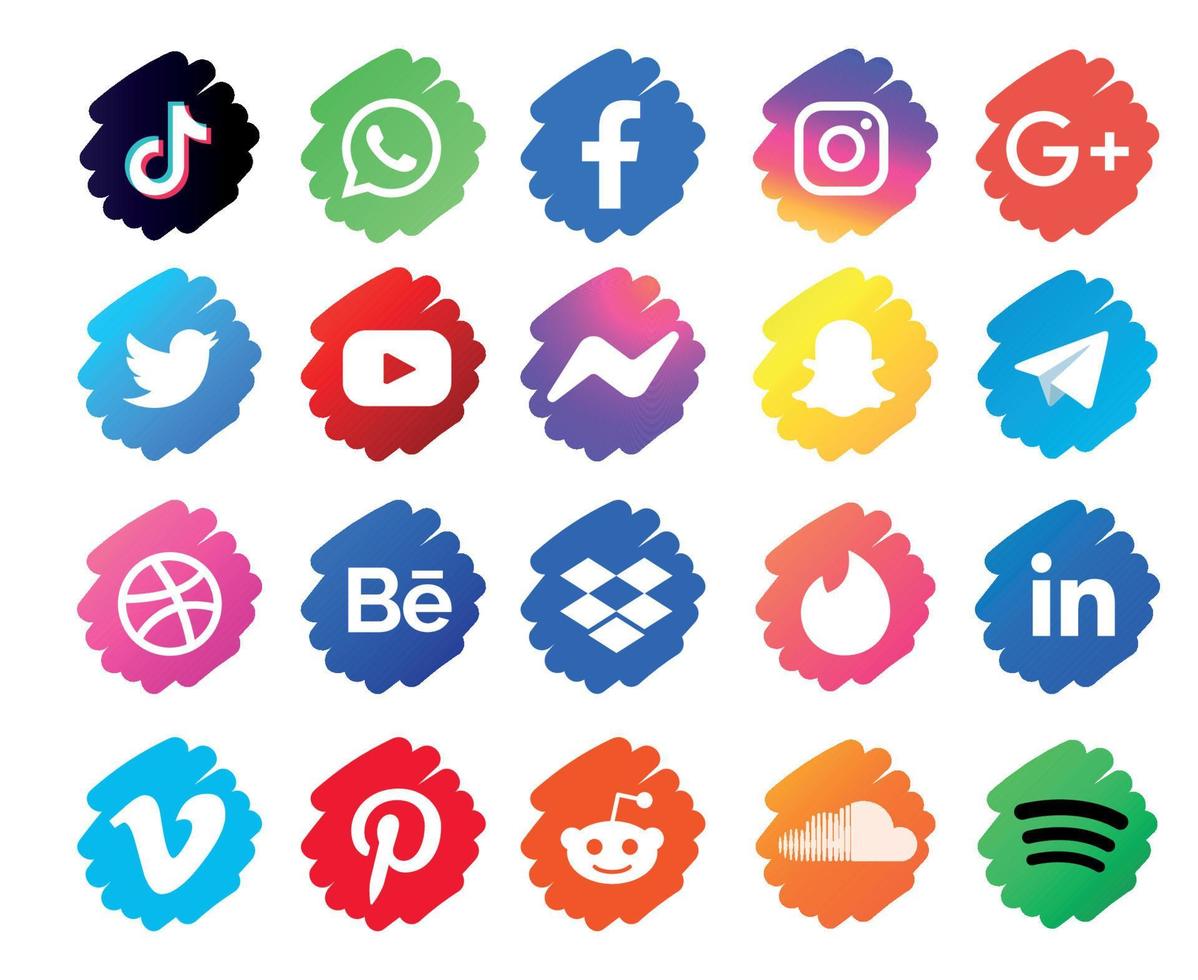 colección de iconos de redes sociales diseño de logotipo abstracto ilustración vectorial vector