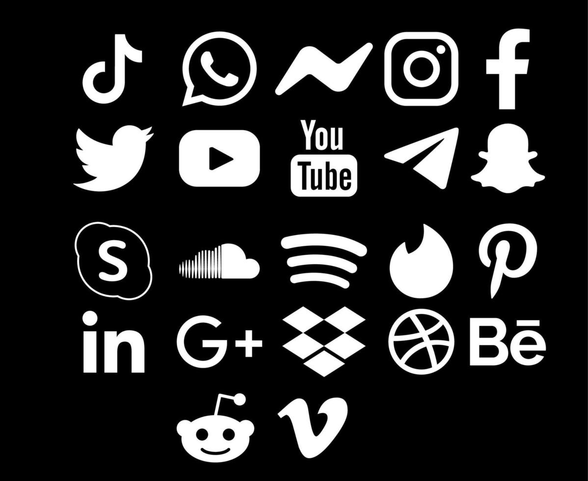 colección redes sociales icono símbolo diseño elemento vector ilustración