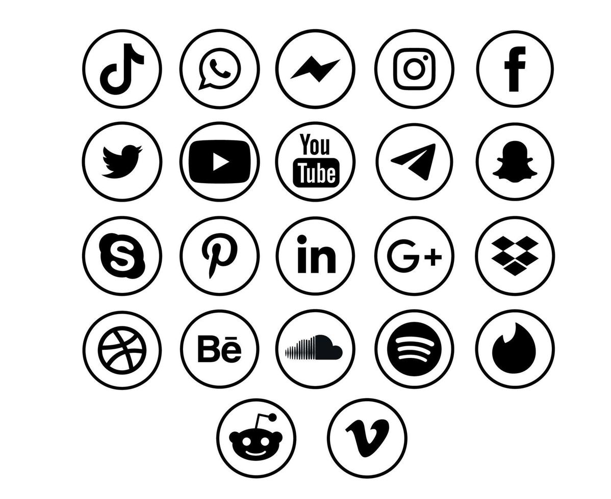 colección redes sociales icono logotipo símbolo diseño vector ilustración