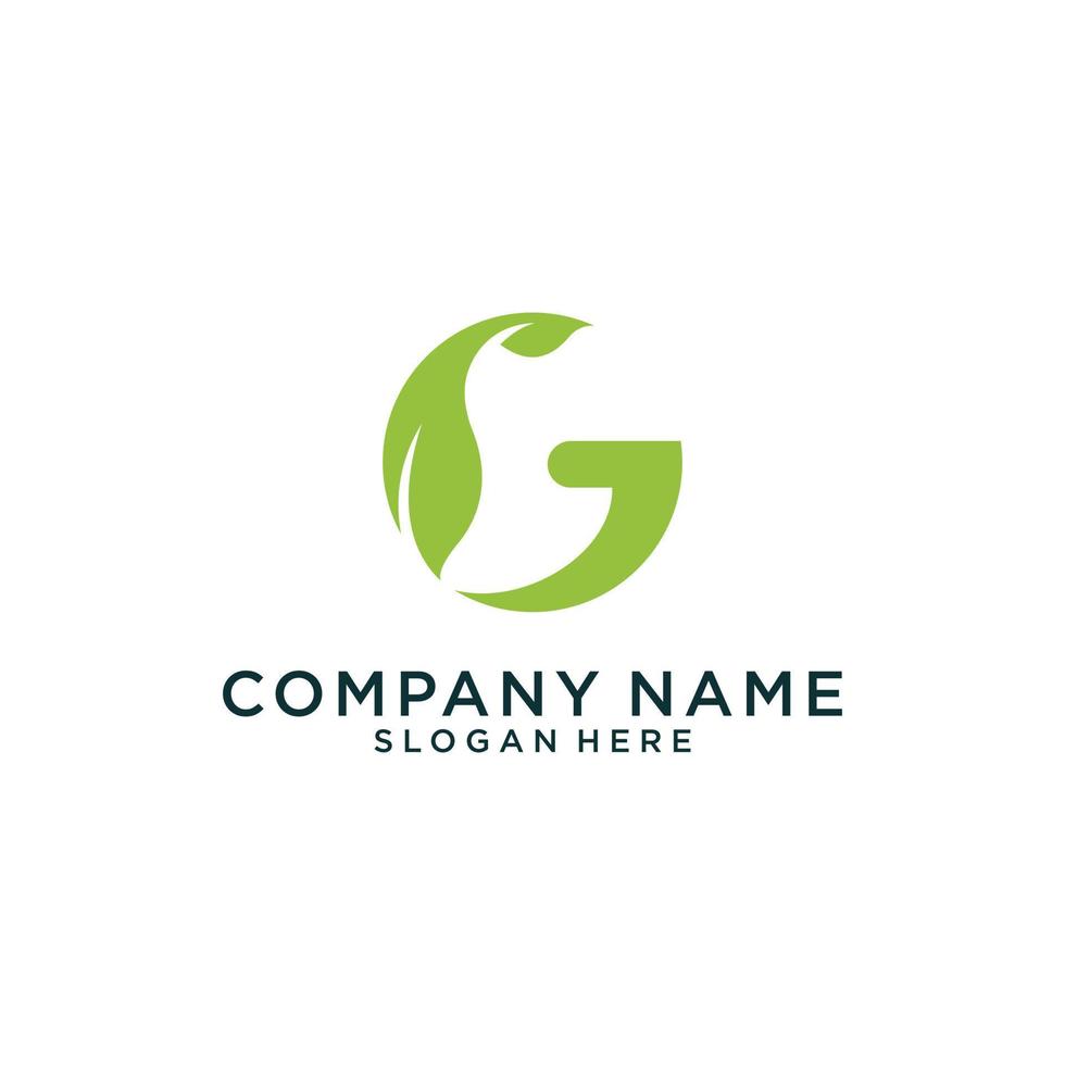 Initial letter G with leaf luxury logo design. vector