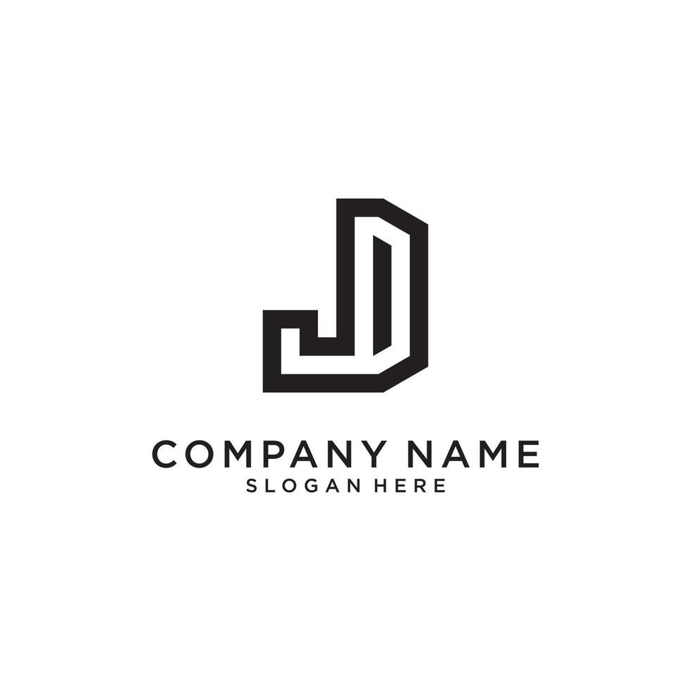 JD or DJ initial letter logo design template. vector