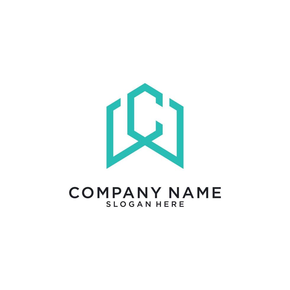 WC or CW initial letter logo design concept. vector