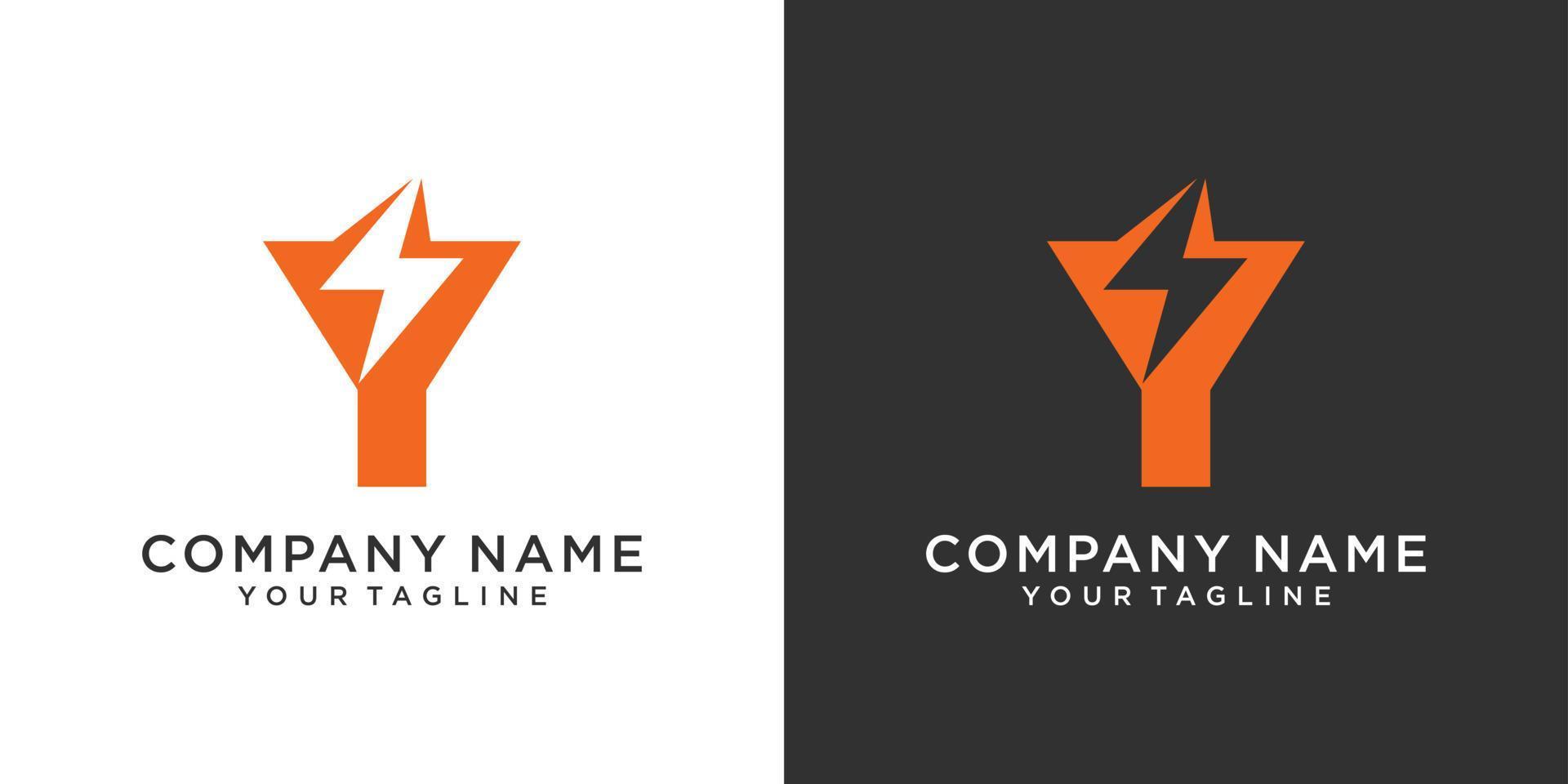 Initial letter Y with lightning bolt logo vector design.