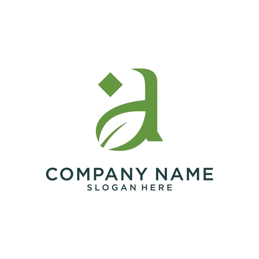 Initial letter A with leaf luxury logo design. vector