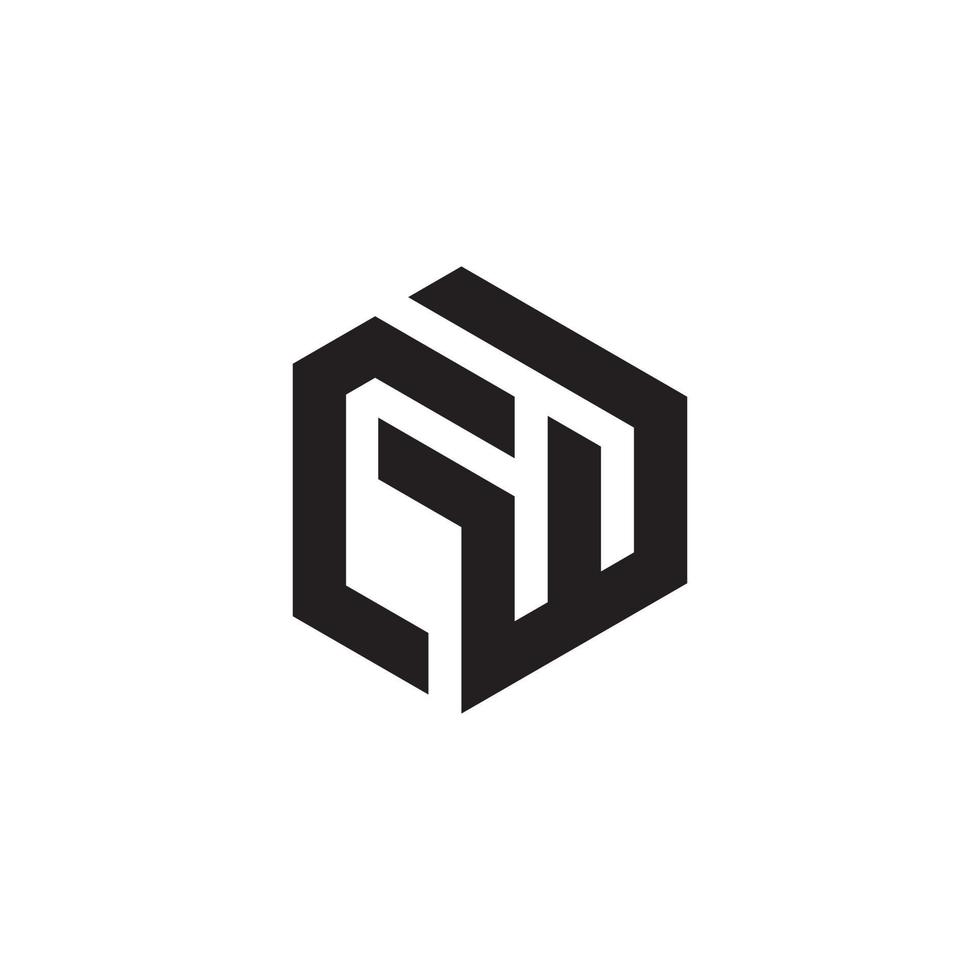CW or WC letter logo design vector