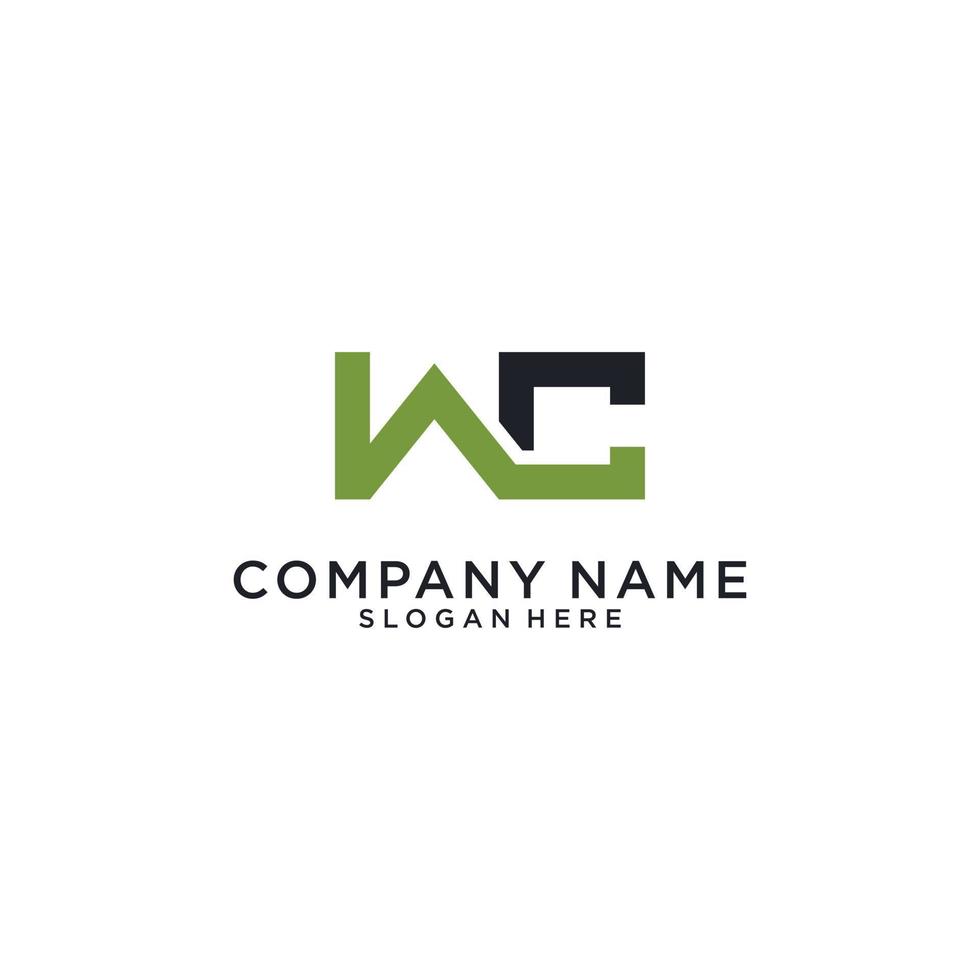 WC or CW initial letter logo design concept. vector