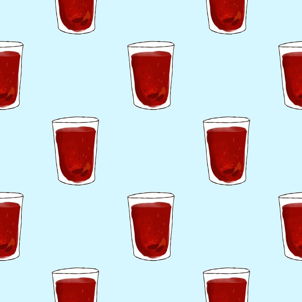 Seamless pattern with Illustration glass with fruit compote. vector