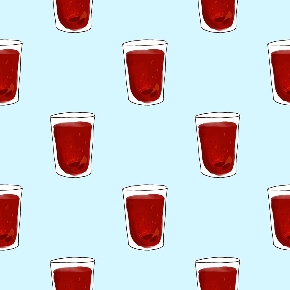 Seamless pattern with Illustration glass with fruit compote. vector