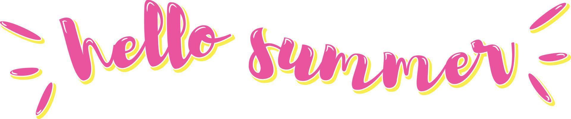 Hello Summer Lettering Vector Illustration