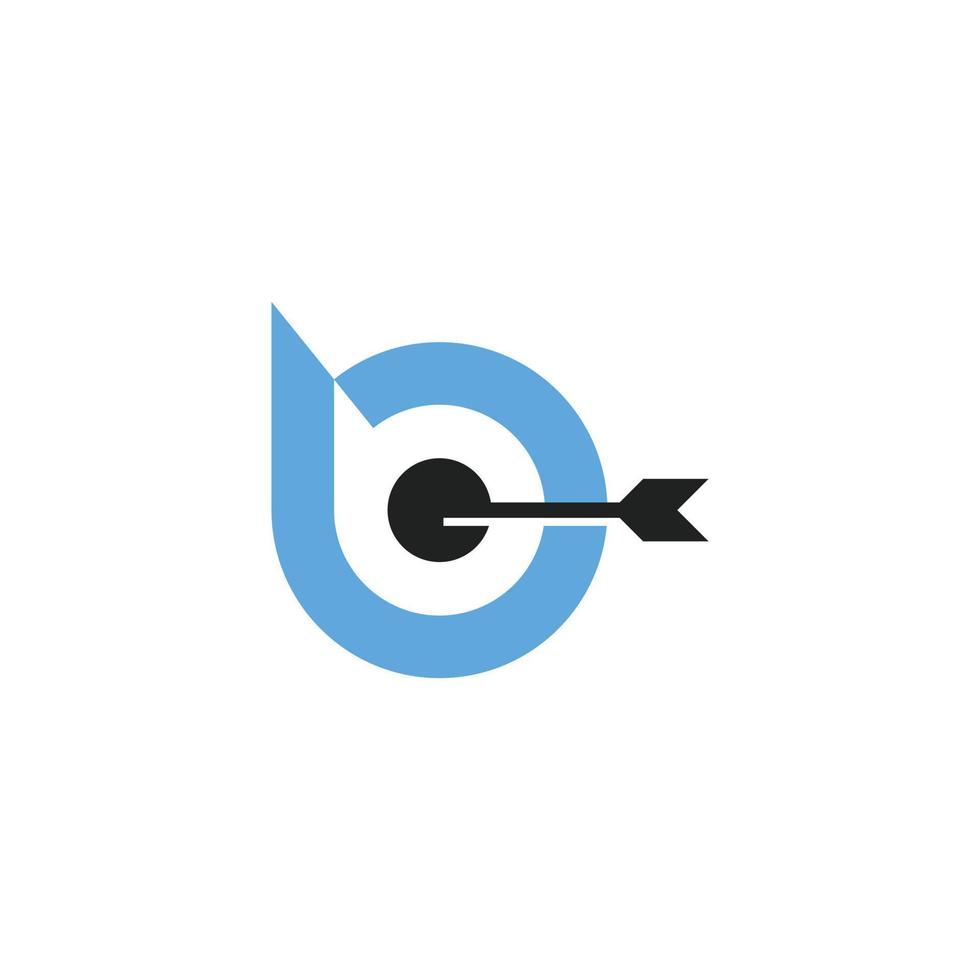 Initial Letter B with target flat vector icon.