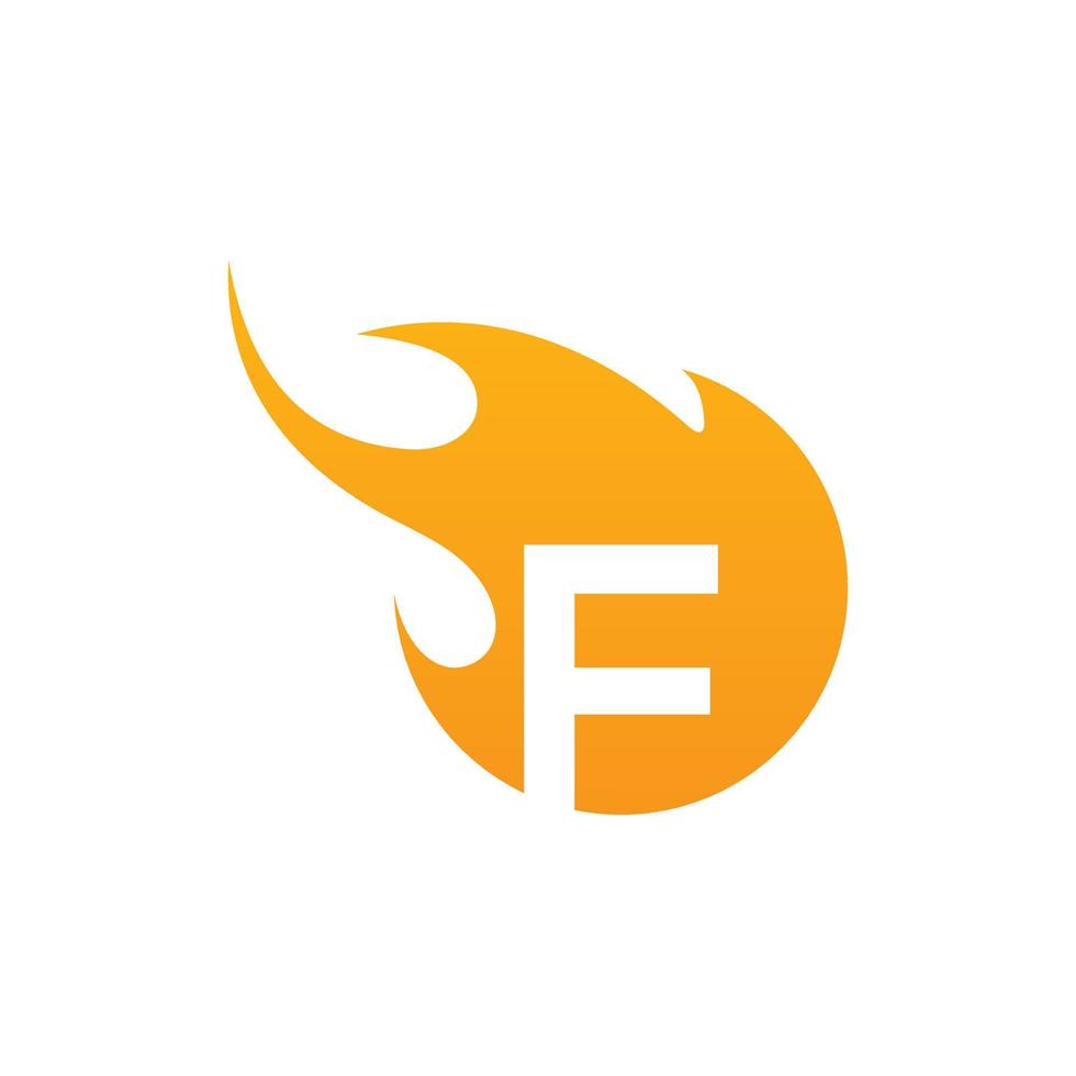 Initial F letter with fire logo Vector design.