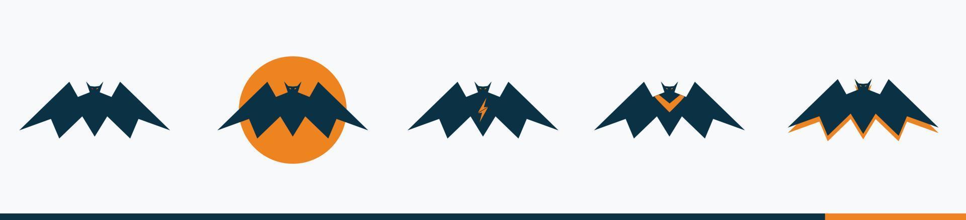 evil bats set logo icon isolated on white background vector