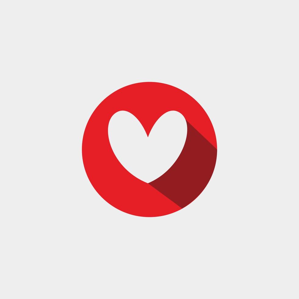 icono de corazón de amor lindo simple en concepto de logotipo de signo de círculo rojo vector
