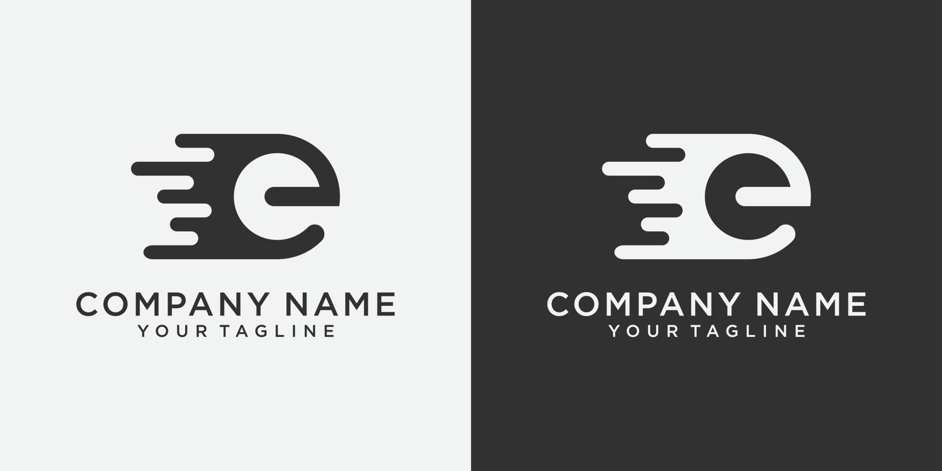 Letter E Fast Logo design concept. Letter E logo technology vector