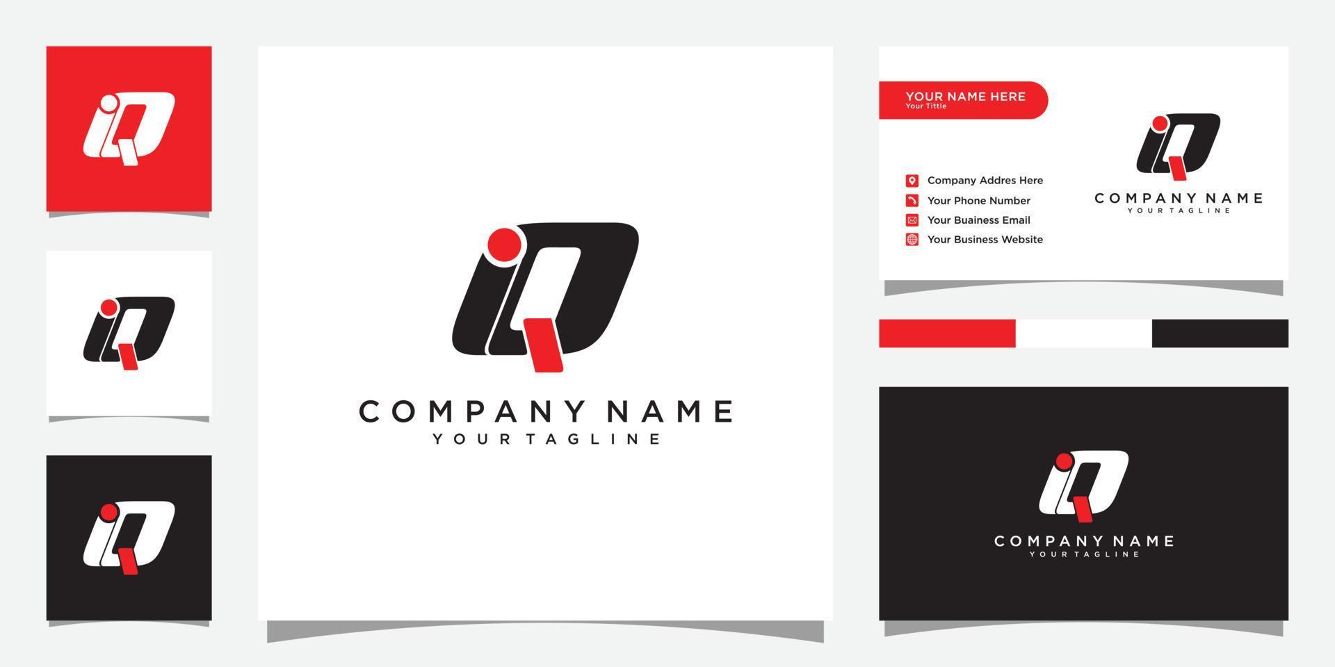 IQ or QI letter logo design vector and business card