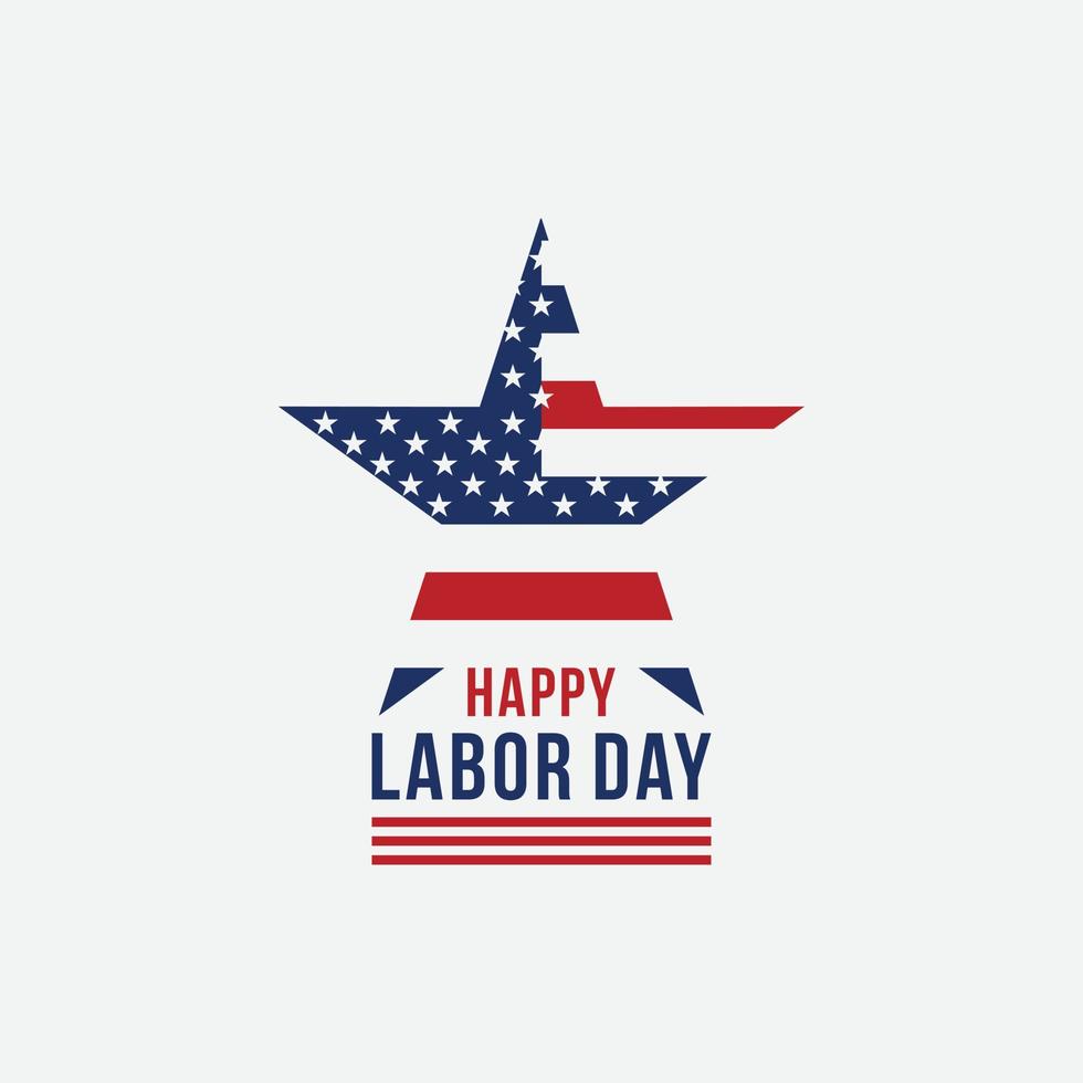 Happy Labor Day vector greeting card or invitation card. Illustration of an American national holiday with a US flag. American labor day.