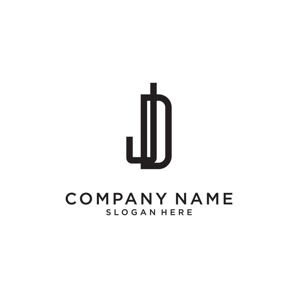 JD or DJ initial letter logo design template. vector