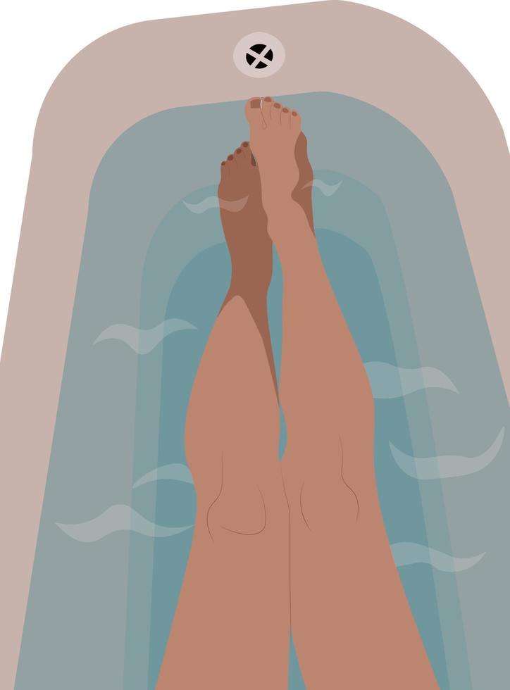 Cartoon vector illustration of Woman legs in bathroom.