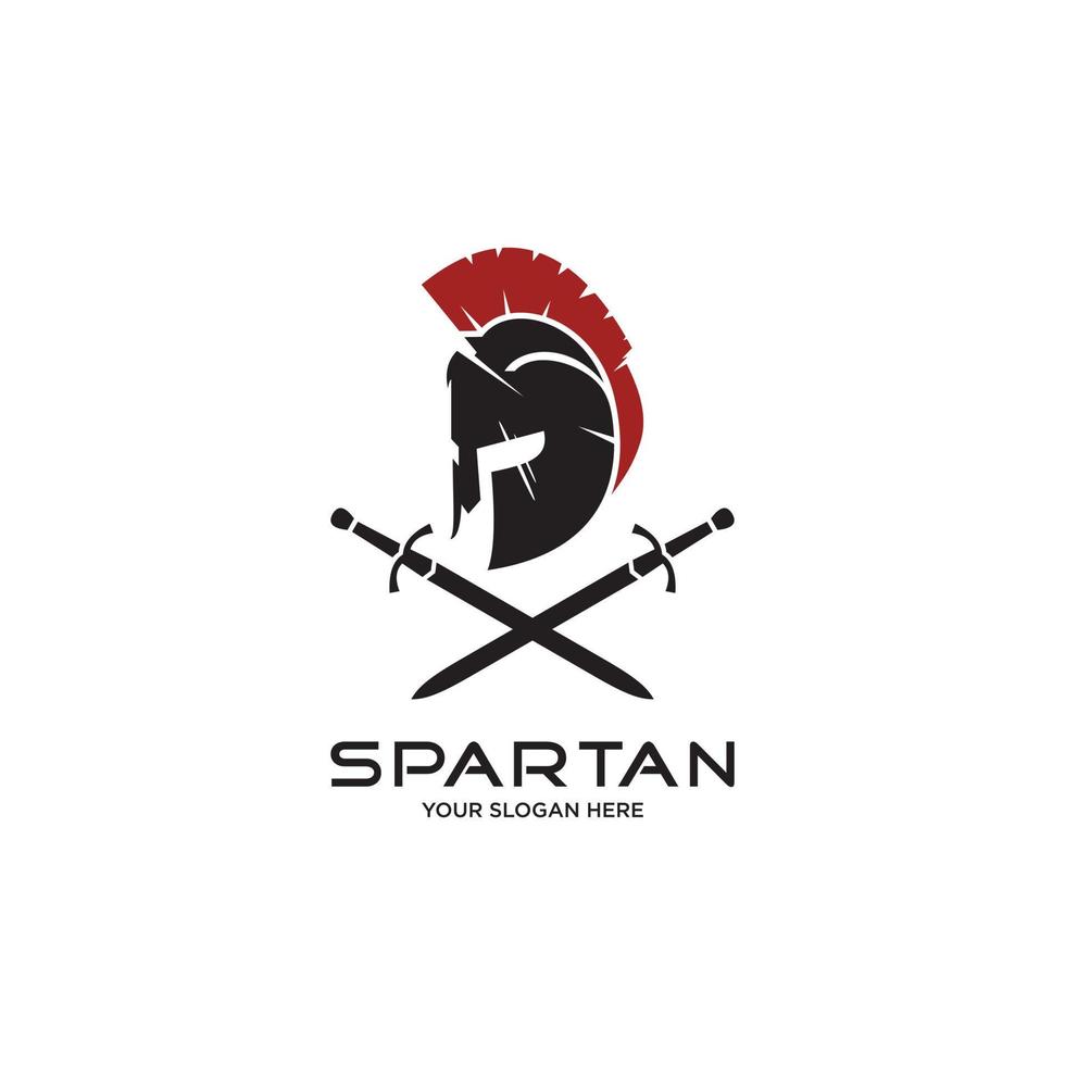 Head spartan logo vector design with sword.