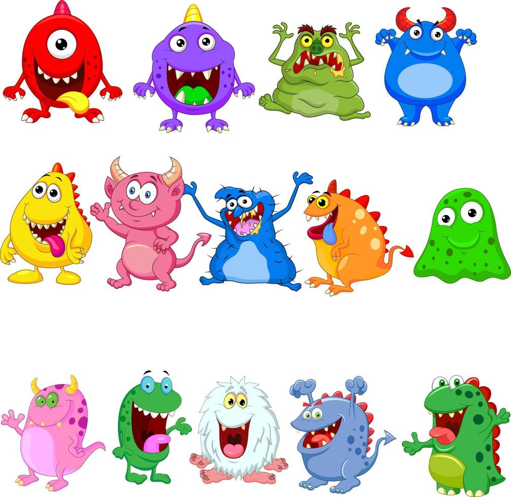 Cartoon monster collection set vector