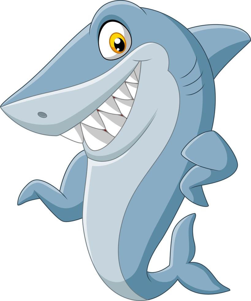 Cartoon shark waving on white background vector