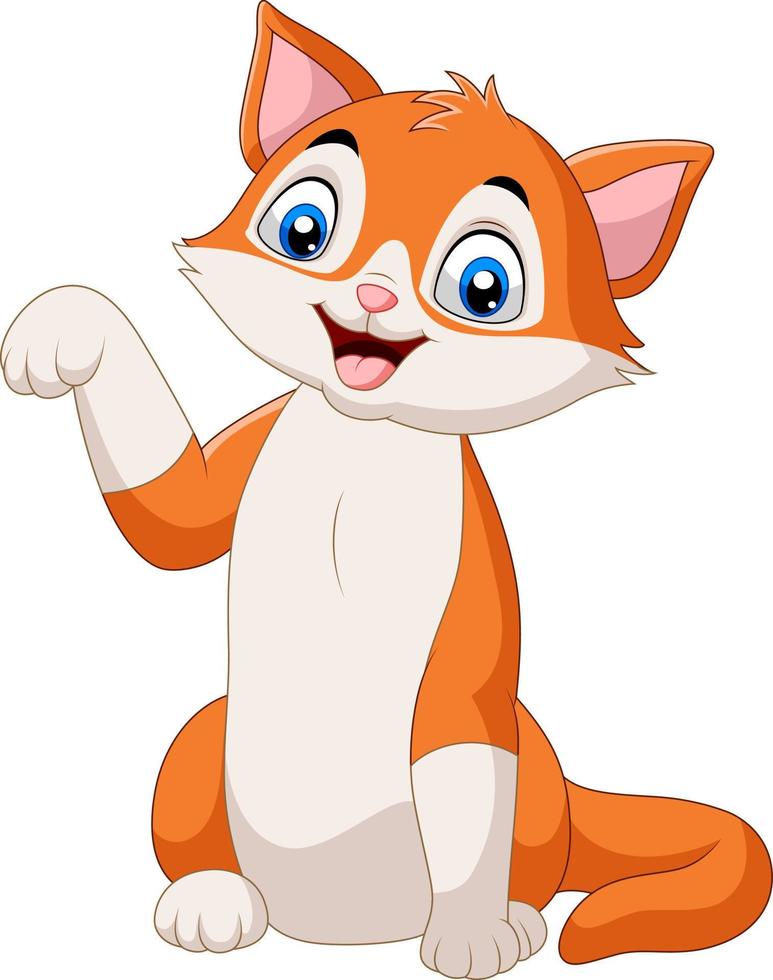 Cartoon funny cat posing on white background vector