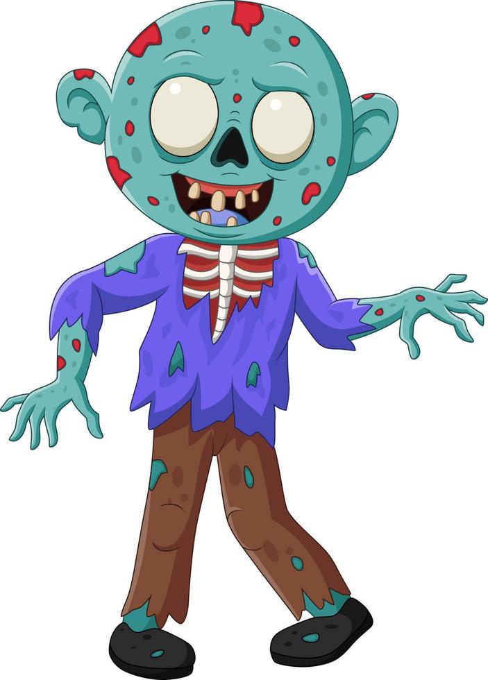 Cartoon zombie isolated on white background vector