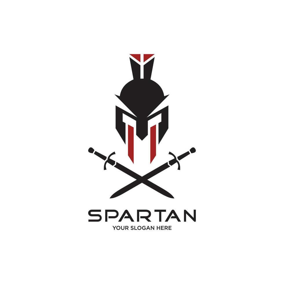 Head spartan logo vector design with sword.