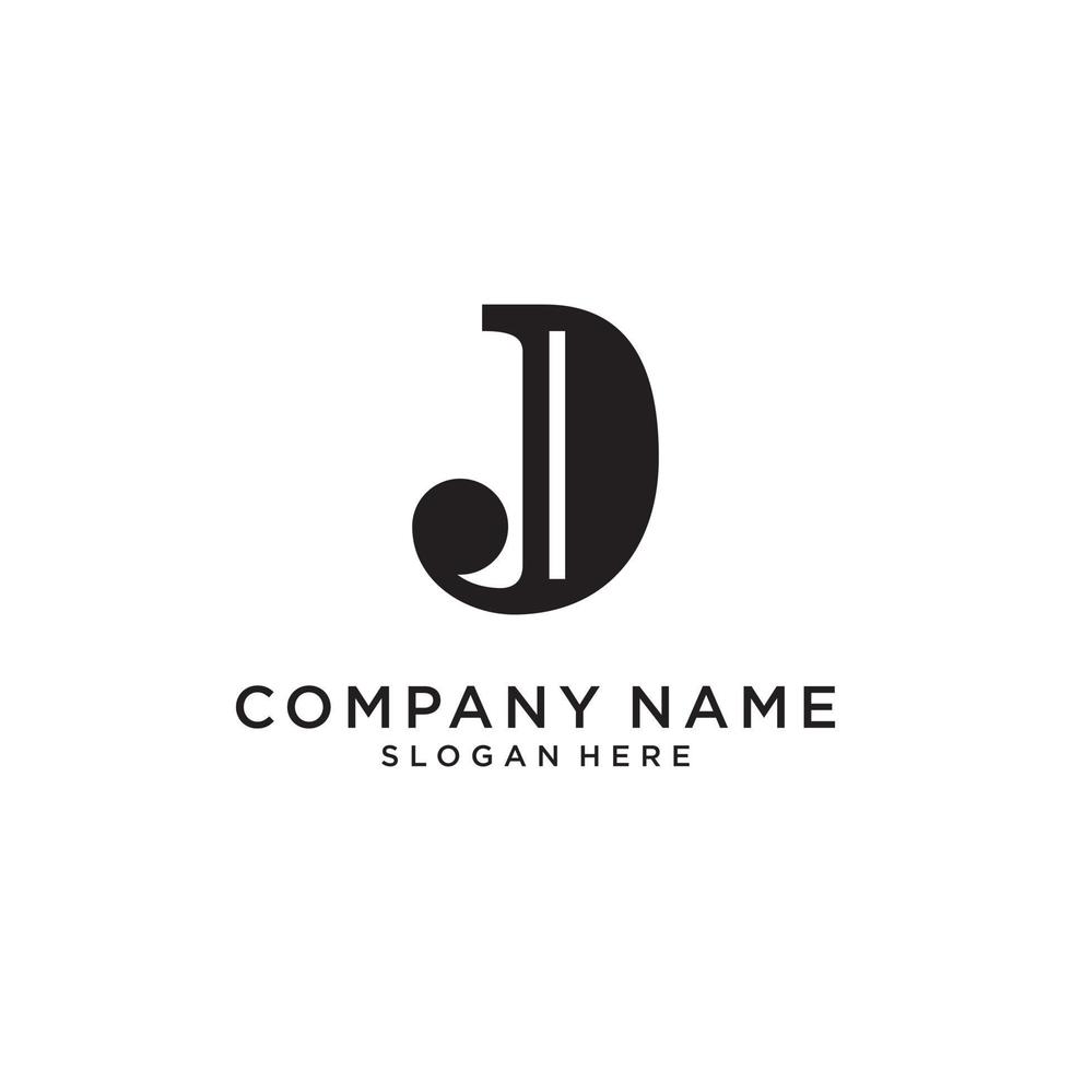 JD or DJ initial letter logo design template. vector