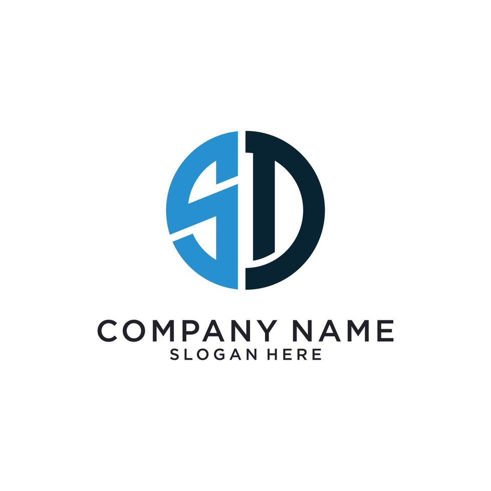 SD or DS initial letter logo design vector template.