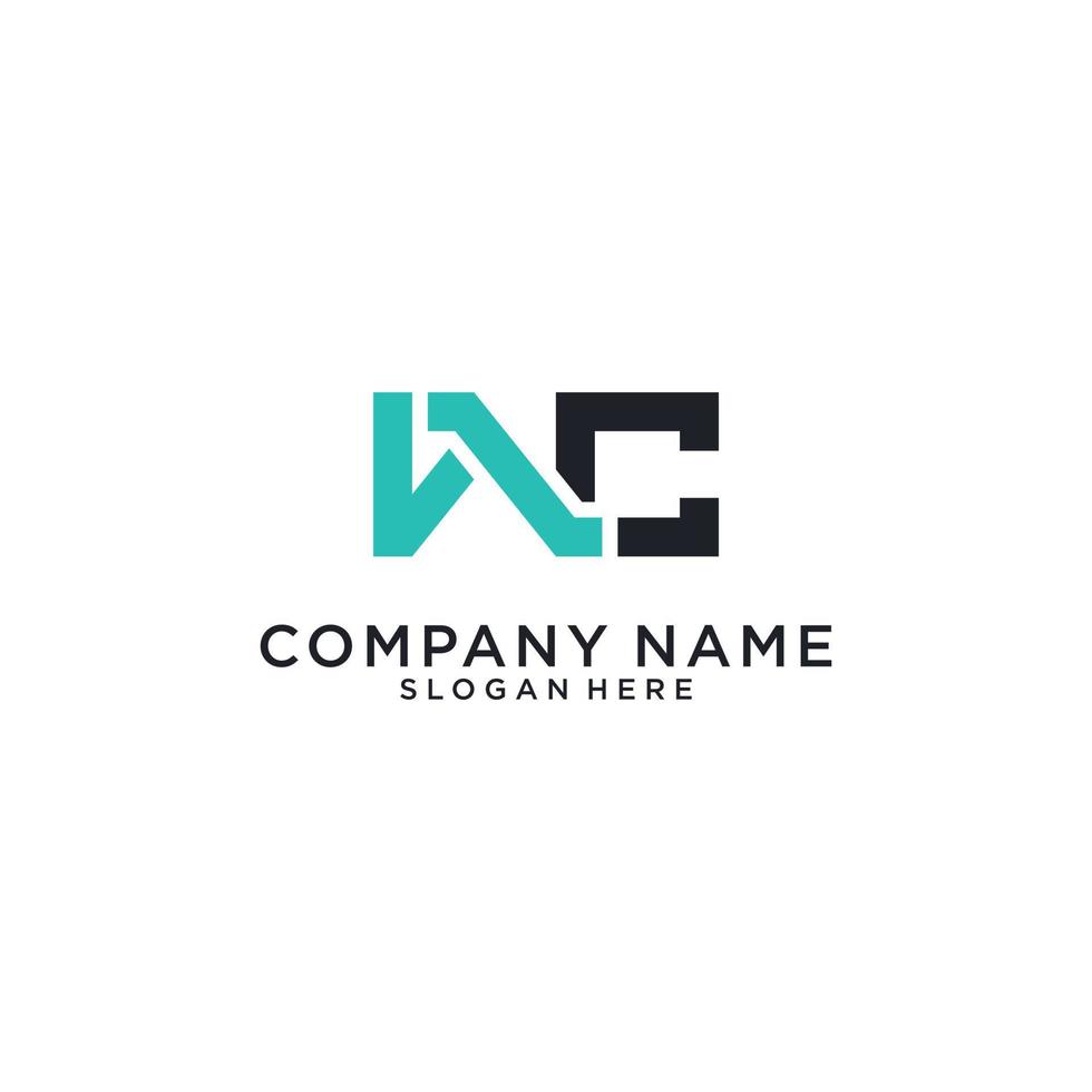 WC or CW initial letter logo design concept. vector
