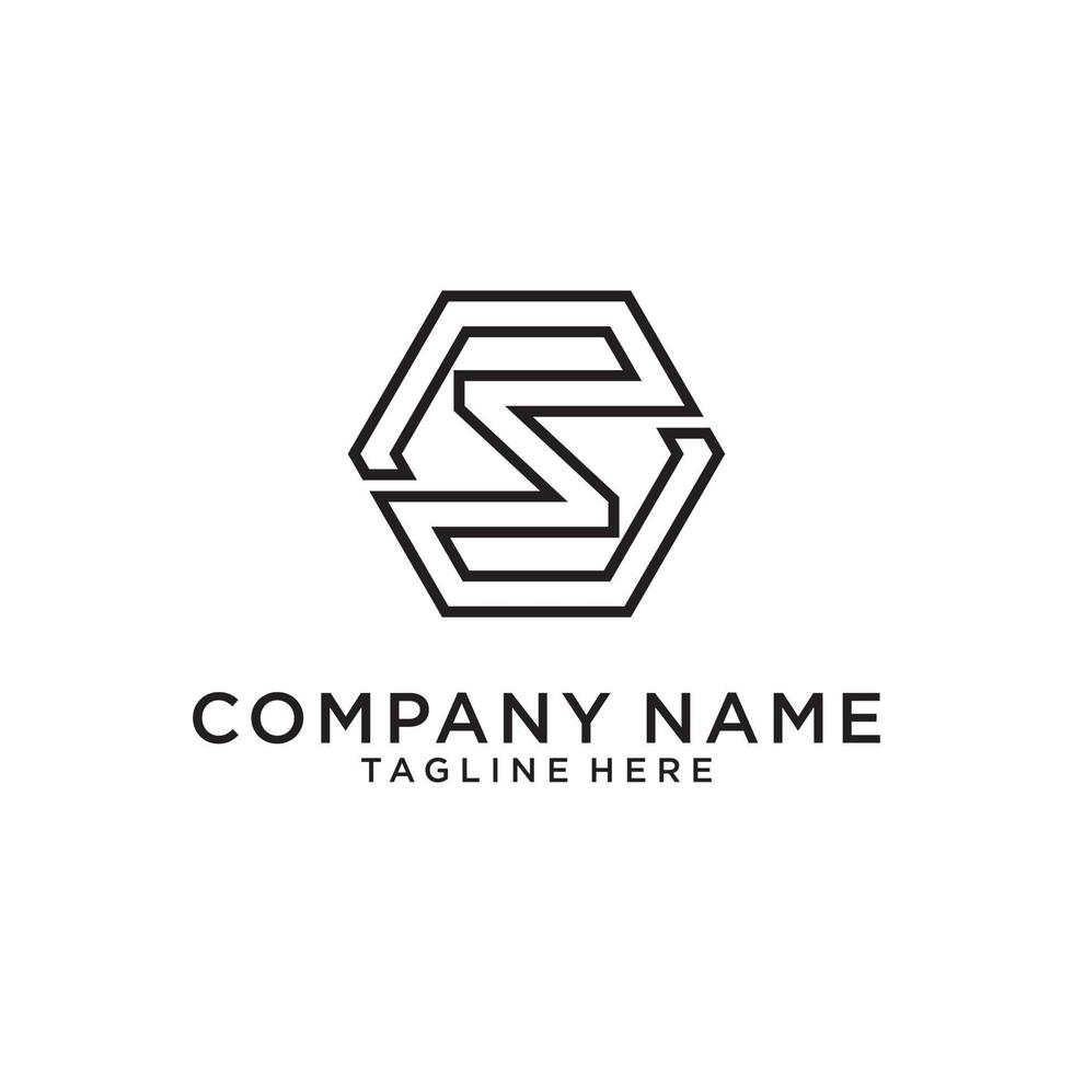 Initial letter S hexagon shape logo design concept. vector