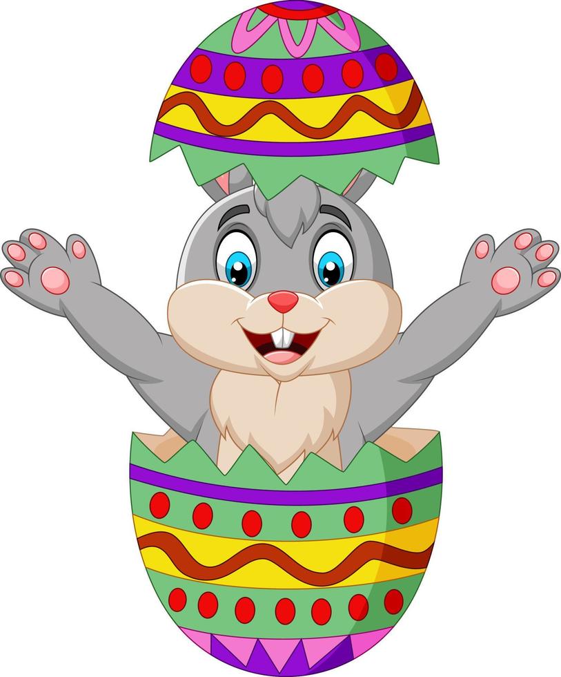 Cartoon bunny come out from an Easter egg 8386690 Vector Art at Vecteezy