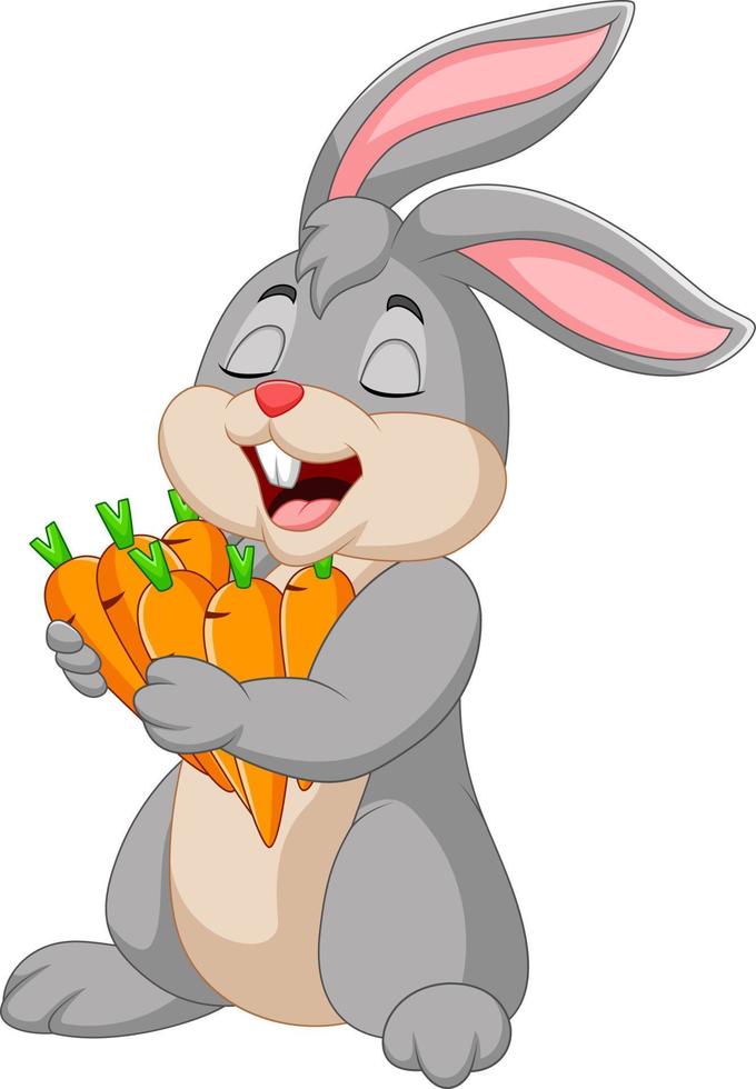 Cartoon rabbit holding carrots 8386694 Vector Art at Vecteezy