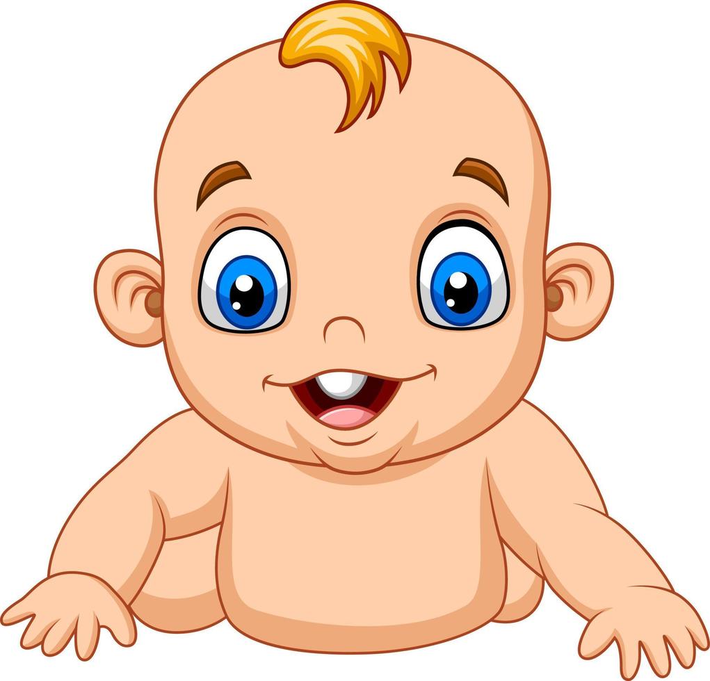 Cartoon happy baby learn to crawl vector