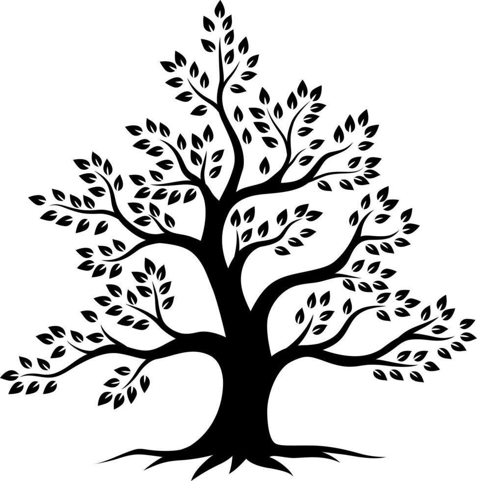 silueta de árbol sobre fondo blanco vector