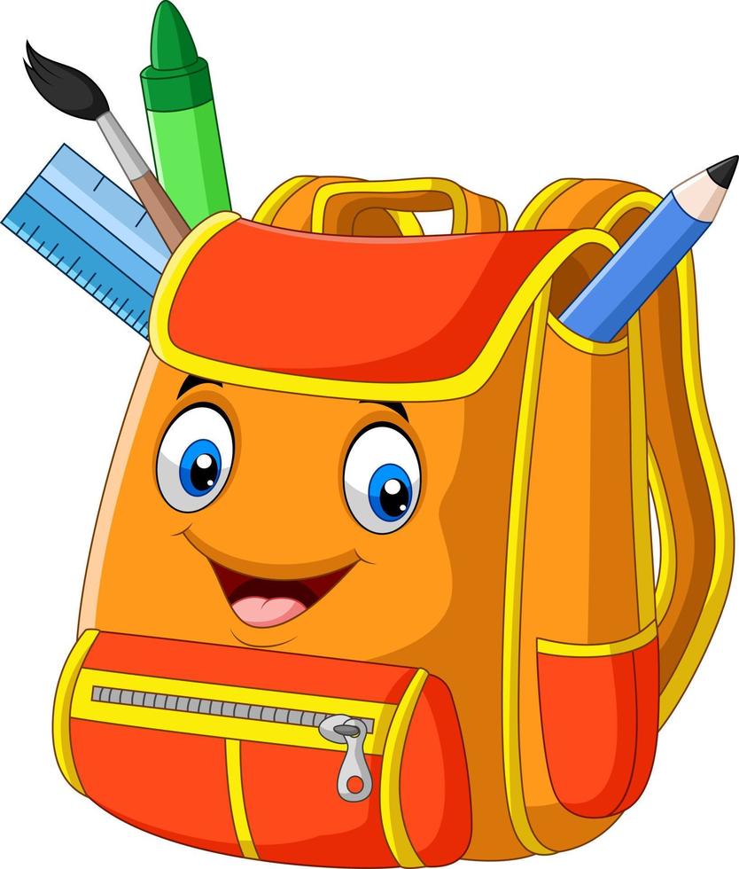 Cartoon school backpack on white background vector