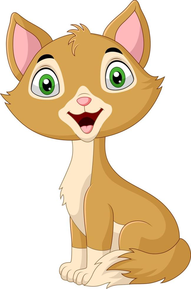 Cartoon cute cat sitting isolated on white background vector