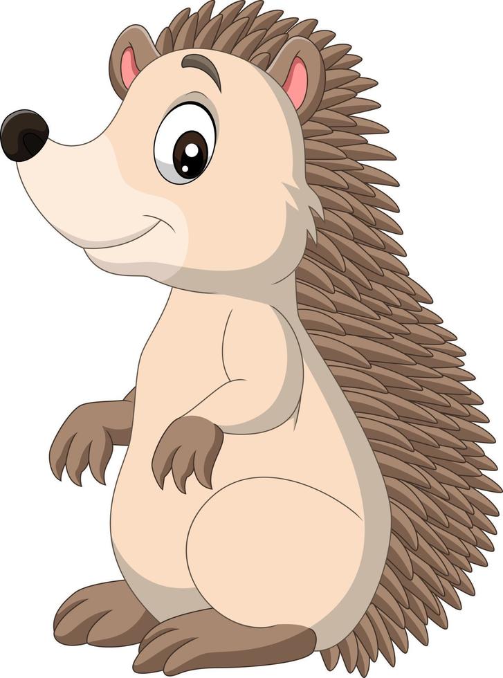 Cartoon happy hedgehog standing on white background vector