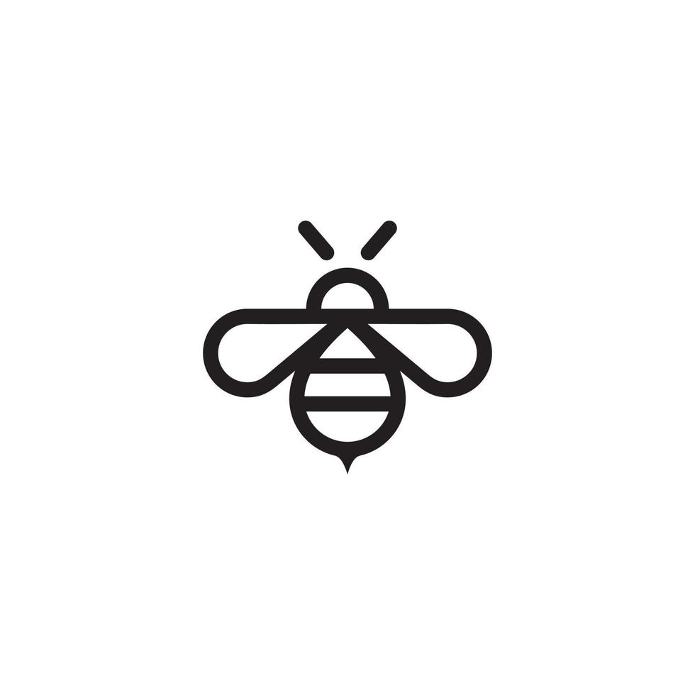 vector de estilo de línea de icono de logotipo de abeja.