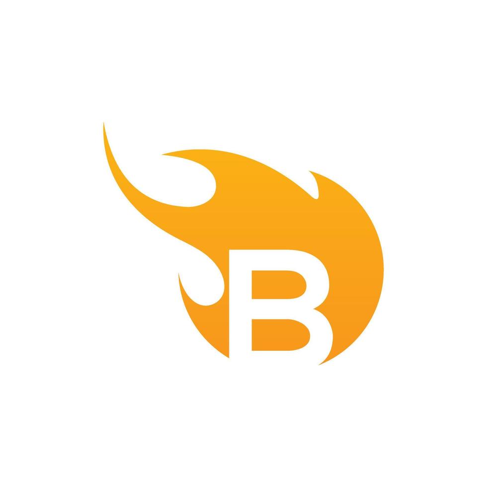 Initial B letter with fire logo Vector design.