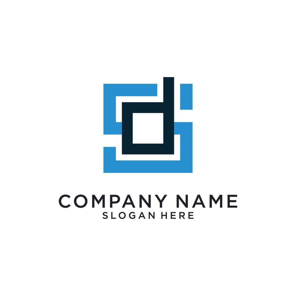SD or DS initial letter logo design vector template.