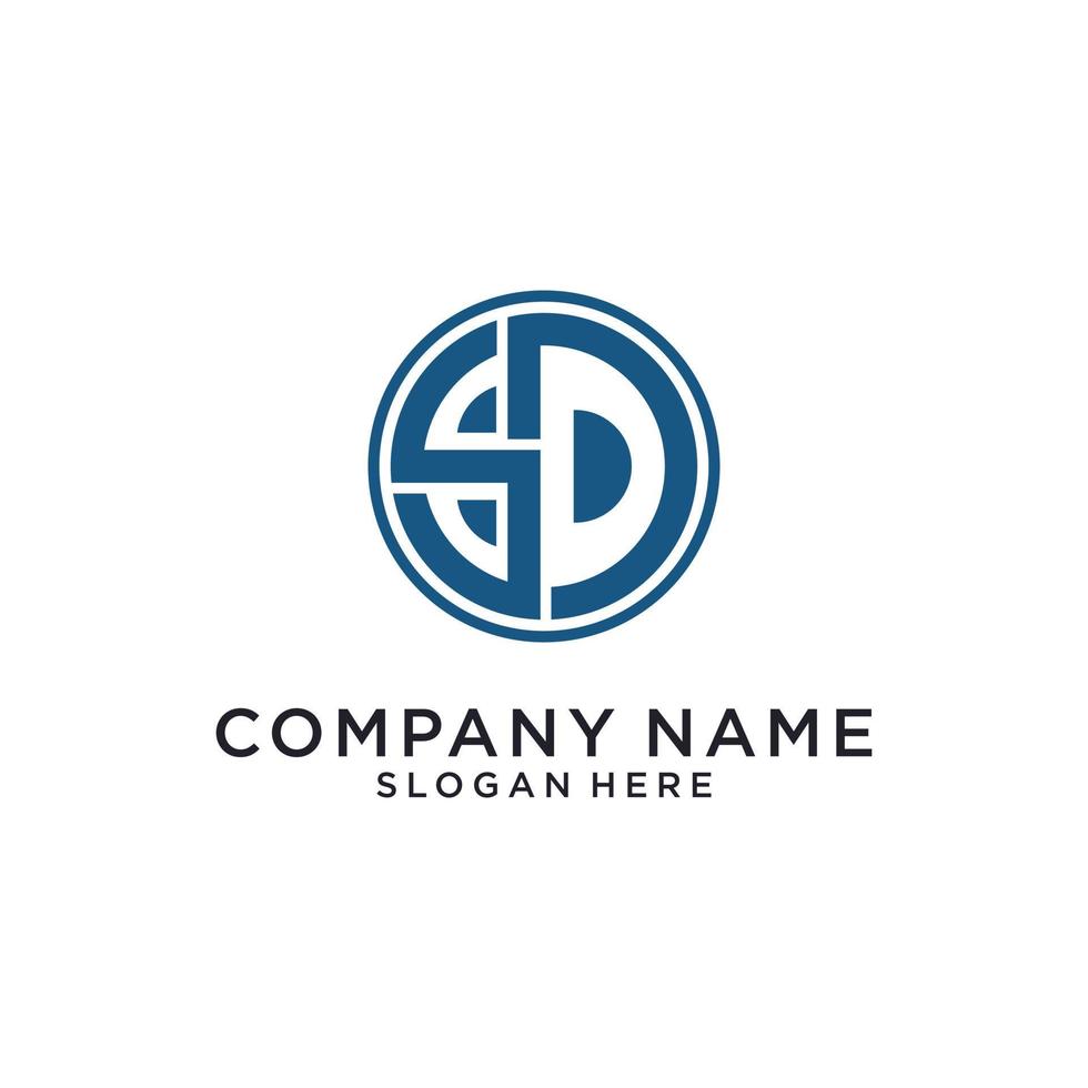 SD or DS initial letter logo design vector template.